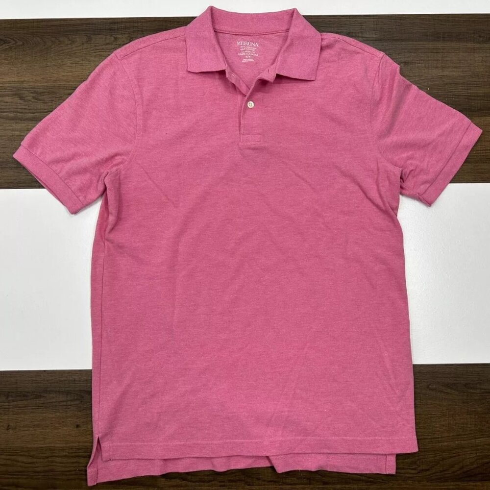 Merona Men's Pink The Ultimate Classic Fit Cotton Sports Polo Shirt Size M